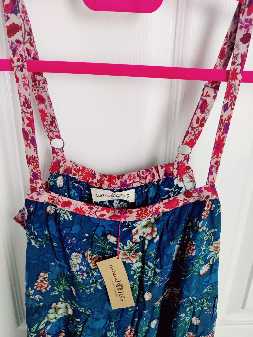 NATURAL LIFE Teal Floral Wide-Leg Smocked Jumpsuit - Picture 5 of 5
